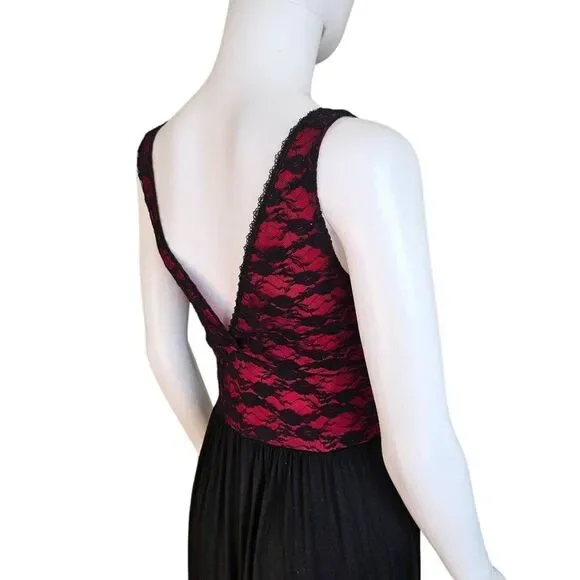 90s vintage goth lace midi dress